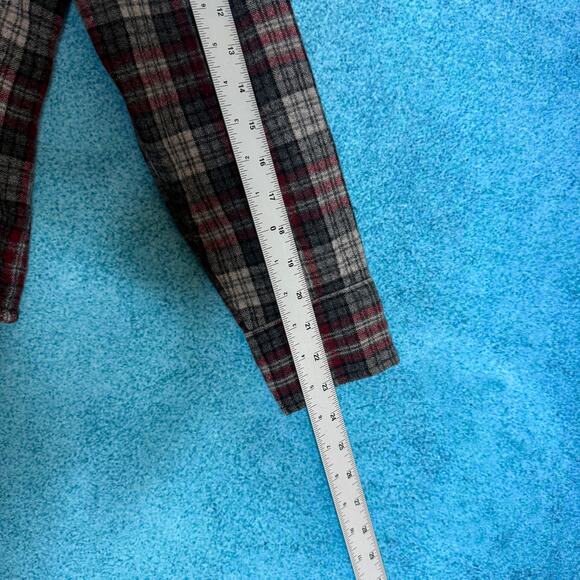 VTG Wild River Wool Shirt Men’s Plaid Gray Red Made in Korea Shacket Sz L - Picture 5 of 13